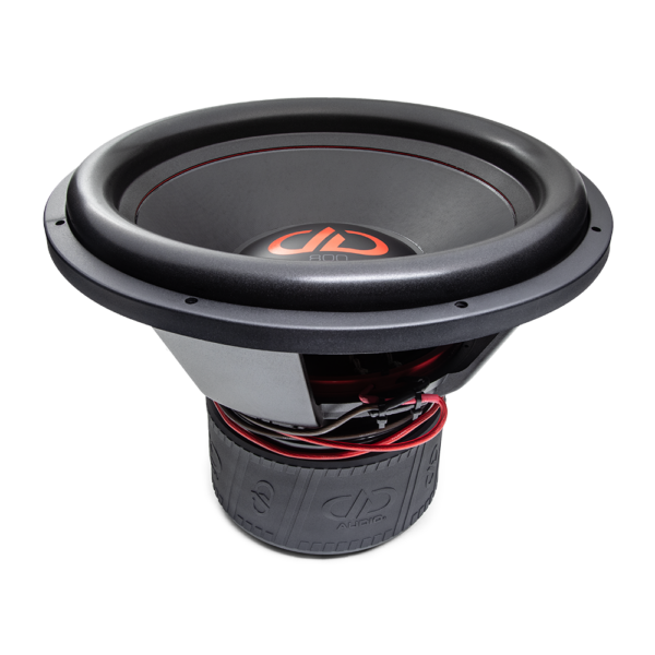 800f Series Subwoofer photo angled top to bottom showing surround basket motor boot 1 1